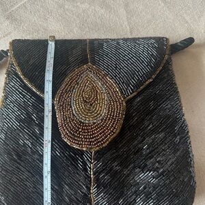 Vintage Black and Brown Beaded Clutch